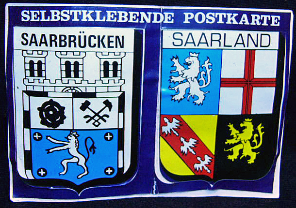Saarbrucken Saarland German 2 Sticker Postcard   - $3.50