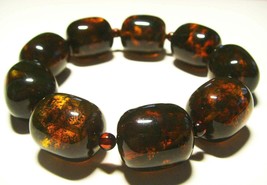 Amber Bracelet Genuine Baltic Amber Beads Bracelet Natural amber jewelry pressed - £75.99 GBP