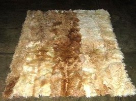 Baby alpaca fur rug, natural beige,brown spots, 90 x 60 cm/ 2&#39;95 x 1&#39;97 ft - £160.54 GBP