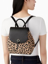 NWB Kate Spade Adel Leopard Leather Flap Backpack K8464 Cheetah $359 Gift Bag - £128.96 GBP