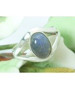 Sterling Silver Oval Labordorite Gemstone Ring Size 6.5 - £29.88 GBP