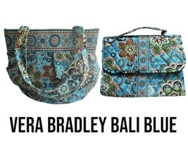Vera Bradley Bali Blue Morgan Handbag And 17 Pocket Organizer Set - £18.23 GBP