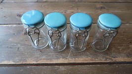 Ceramic Top Lid Jars Robins Egg Blue 3 3/8&quot; - £23.36 GBP