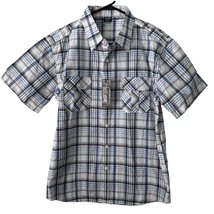 NEW Vese Mens Shirt Large Plaid Button Down Blue White Multicolor Cotton... - $15.29