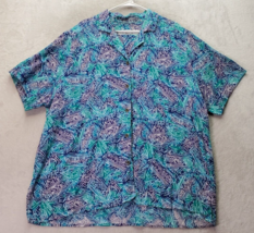 Chaus Shirt Women 2X Multi Hawaiin 100% Cotton Short Sleeve Collared Button Down - £15.09 GBP