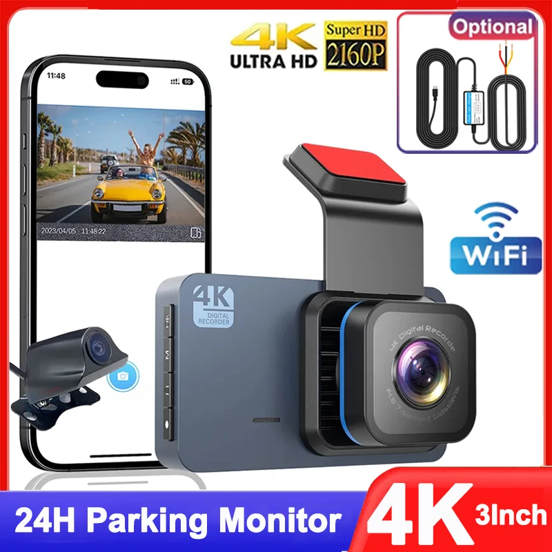 4K Dash Cam for Cars WIFI Control Front and Rear View Camera for Vehicle Car Dvr - £58.01 GBP+