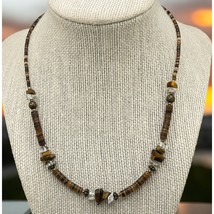 Bohemian Surf Puka Necklace Vintage Beaded Brown Summer Hawaii Tribal - $19.87