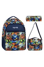 Licensed Dinosaur Patterned Primary School Bag Lunch Box And Pencil Holder Set o - £68.74 GBP