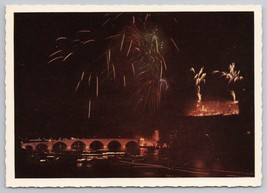 Heidelberg Germany Fireworks Over Old Bridge And Castle Vintage Postcard - £10.80 GBP