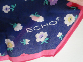 Echo Sheer Floral Scarf Rectangle Pointed Ends Lankie 65 x 7 Signed Vintage - £16.65 GBP