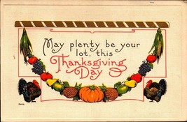 May Plenty Be Your Lot This Thanksgiving Day VINTAGE EARLY 1900&#39;s postcard-bk39 - £6.33 GBP