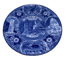 Vtg Carlsbad Caverns Blue Transfer Plate Staffordshire Ware England Blue &amp; White - £44.54 GBP