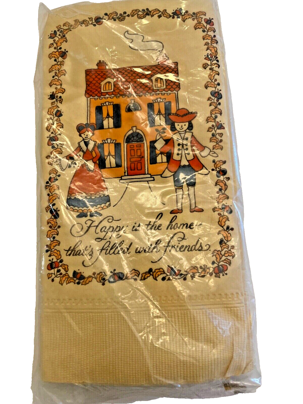 Primary image for Napkins Hallmark Paper Guest Towels Happy is Home That's Filled with Friends Vtg