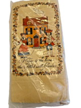 Napkins Hallmark Paper Guest Towels Happy is Home That&#39;s Filled with Friends Vtg - £9.49 GBP