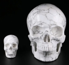 Howlite Crystal Skull Reiki- Mineral- Healing-Quartz-Realistic - £11.70 GBP+