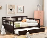 Full Size Daybed Wood Bedframe With Twin Trundle For Bedroom,Small Livin... - $565.99