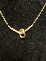 TRIFARI Goldtone Love Knot Necklace 15&quot; Vintage Rare CV JD - £15.65 GBP