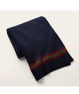 Ralph Lauren Cable 100% Cashmere Plush Throw Blanket navy Bordeaux NWT $595 - $4,441.01 MXN