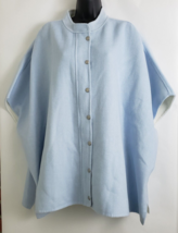 Chico&#39;s Zip Snap Poncho Cape Jacket Reversible Ecru Blue Wool Blend Size... - $98.95