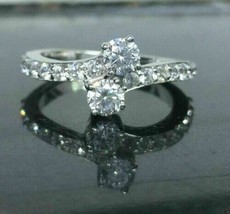 Engagement Ring 2.30Ct Round Two Diamond White Gold Finish Simulated in Size 7.5 - $134.10