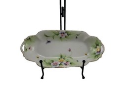 Vintage Floral Hand Painted Porcelain Vanity Tray Dish Bowl Trinket Japan - £14.89 GBP