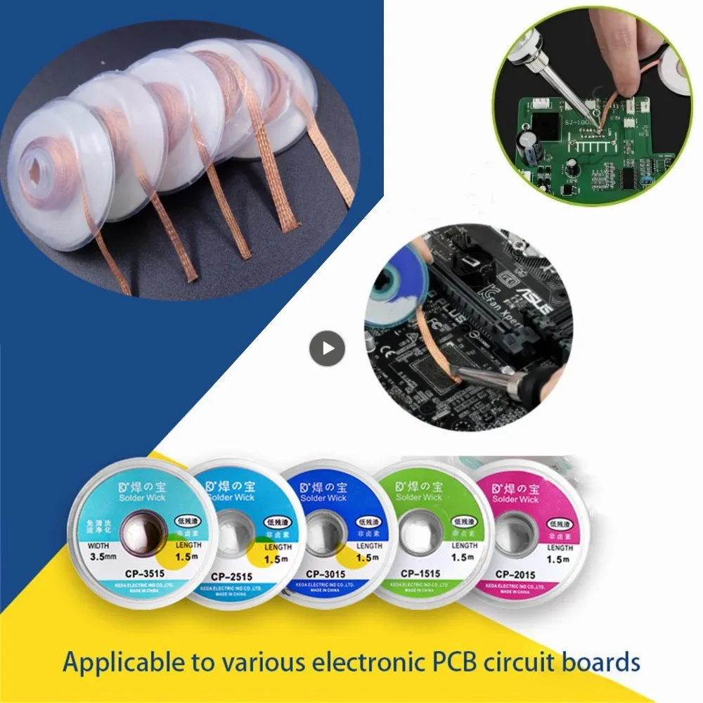 Desoldering id Tape 1.5-3.5mm Copper Welding Solder Remover Low Residue Wire Sol - £30.47 GBP