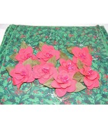 Vintage Handmade Napkin Rings + Napkins Set of 6 Green w Red Berries #Q - €21,10 EUR