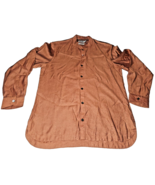 Fabindia Shirt Mens small burnt orange Linen Casual Long Sleeve Fitted B... - £15.20 GBP