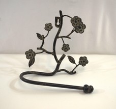 Metal Toilet Paper Holder Floral Distressed Rustic Design Wall Mount Roses - £23.05 GBP