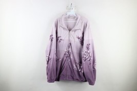 Vintage Streetwear Womens XL All Over Print Flower Fleece Full Zip Bombe... - $49.45