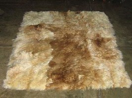 Babyalpaca fur rug from Peru, white brown spots, 150 x 110 cm/ 4'92 x 3'61 ft - $474.00