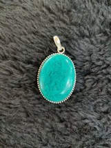 Turchese Agata Gemma Ciondolo Placcato Argento Grande Gioielli P4 - $32.65