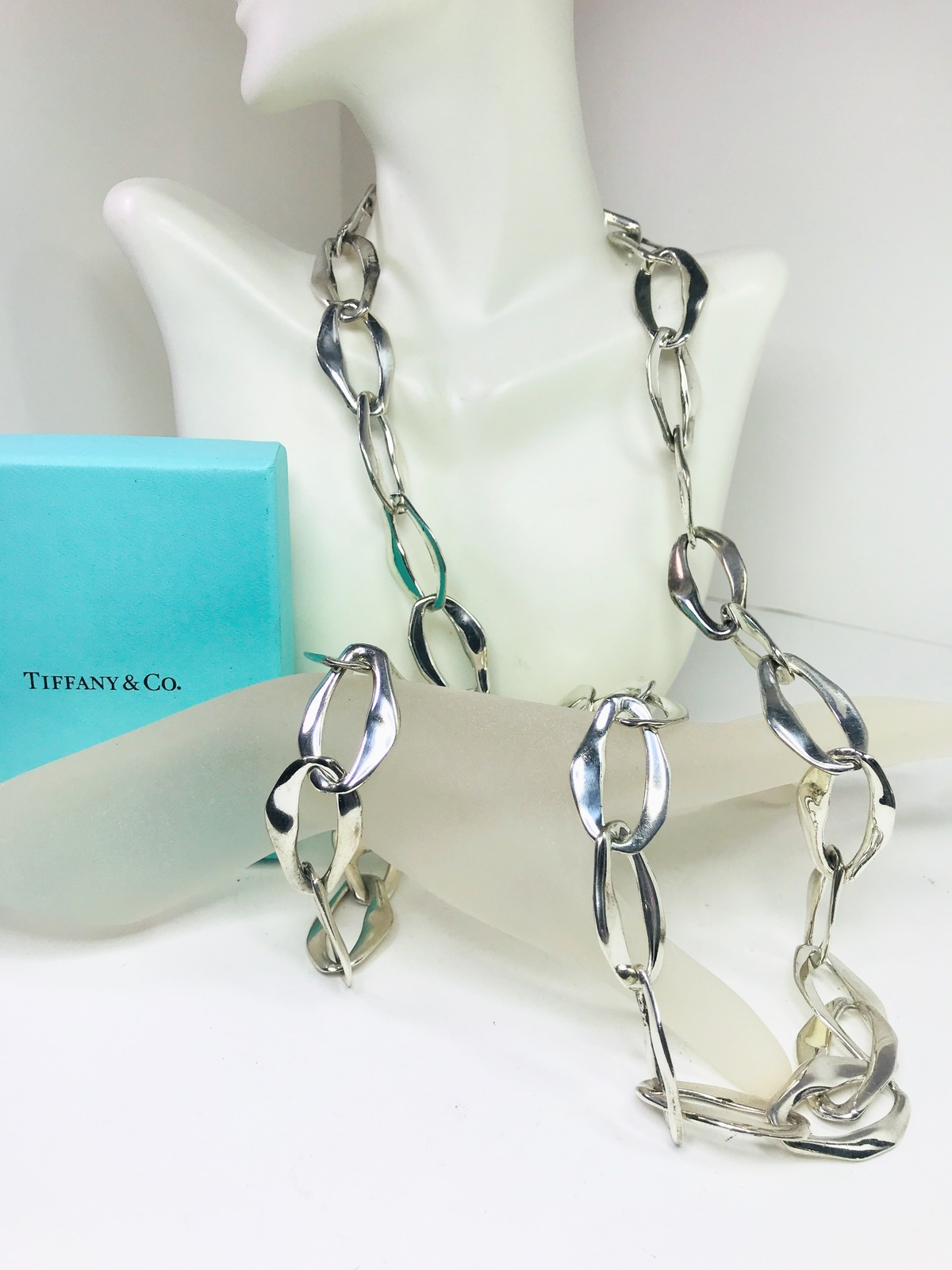 Primary image for Tiffany & Co. Elsa Peretti® Aegean Sterling 925 Necklace Bracelet set 30" JR3735