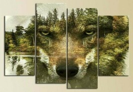 Multi Panel Wolf Forest Canvas 5 Piece Mountain Lake Frame Wolves Home Wall Art  - £22.21 GBP+