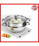 28cm Stainless Steel Steamer Pot with Ventilated Glass Lid - Ideal for D... - $770.75 MXN