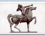 Americana Indiano Equestre Statua Chicago Arte Istituto Il Unp DB Cartol... - $12.25