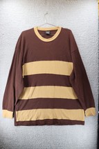 Galaxy By Harvic Men&#39;s Thermal Waffle Knit Pullover Brown/Tan Stripe Siz... - $19.80