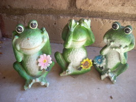 ceramic/clay frogs lot of 3 hear, see and say no evil. - £12.01 GBP