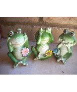 ceramic/clay frogs lot of 3 hear, see and say no evil. - £11.96 GBP