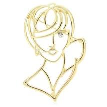 Gold Short Haircut Lady Brooch Statement Pendant Pin Fashion Jewelry Accessory - £15.82 GBP