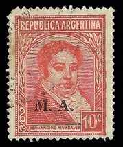1936 ARGENTINA Stamp -Overprint &quot;MA&quot; Ministry Agriculture 10c, SC#OD39A 1187 - £1.17 GBP