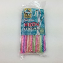 Jarden Home Brands Diamond Forster 50 Neon Plastic Straws Party Pink Yellow Blue - £12.59 GBP