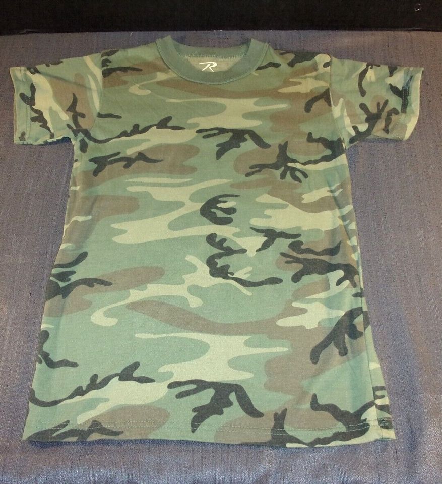 KIDS BDU WOODLAND CAMOUFLAGE MEDIUM SHORT SLEEVE T SHIRT - $17.43