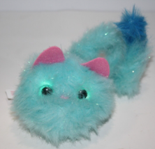 Pomsies Blue Stardust Interactive Cat 3&quot; Plush Pom-Pom Pet Toy Pink Ear ... - $12.77
