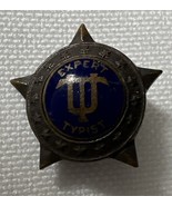 Vintage Expert Typist Award Star Blue Enamel Bronzetone Metal Lapel Pin ... - $13.82 CAD