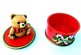 VTG 1980&#39;s Teddy Trinket Box Hallmark Bear Candy Canes  - £10.27 GBP