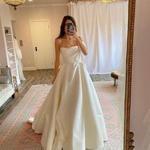 heap Satin White Wedding Dresses Back Open Long Women Bridal Gown with Train - £141.58 GBP