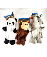Set Of 3 Animal Hand Puppets  NWT, Panda, Monkey, Elephant Moveable Mout... - $14.84
