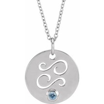 Authenticity Guarantee 
Platinum Cancer Aquamarine Zodiac Sign Disc Necklace ... - £478.81 GBP+