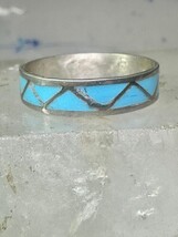 Vintage Zuni ring reconstituted turquoise size 10.25 wedding band sterli... - $28.71